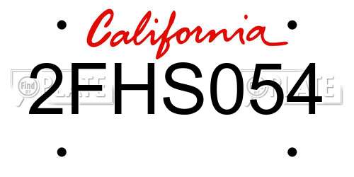 2FHS054 California License Plate