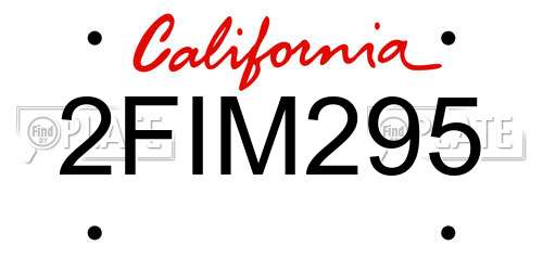 2FIM295 California License Plate
