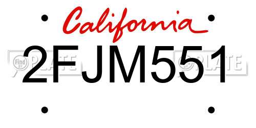 2FJM551 California License Plate