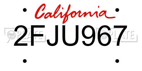 2FJU967 California License Plate
