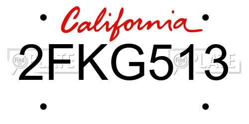 2FKG513 California License Plate