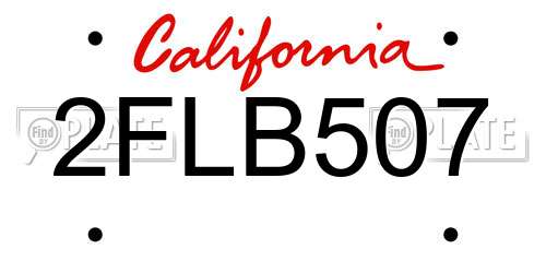 2FLB507 California License Plate