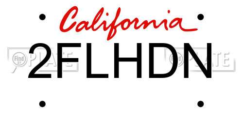 2FLHDN California License Plate