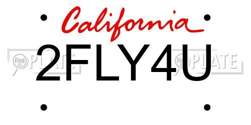 2FLY4U California License Plate