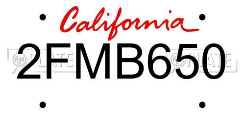 2FMB650 California License Plate