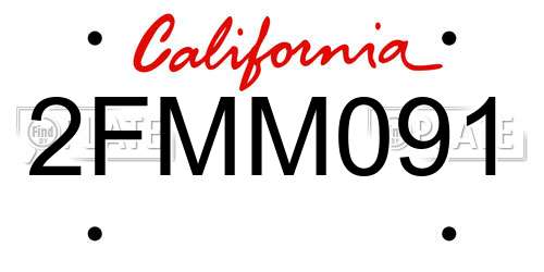 2FMM091 California License Plate