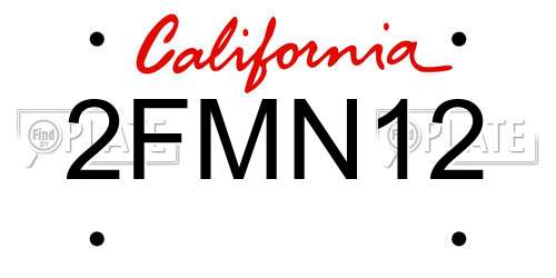 2FMN12 California License Plate
