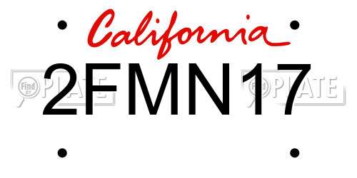 2FMN17 California License Plate