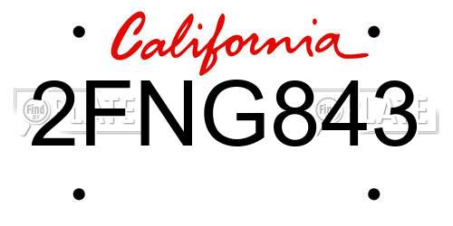 2FNG843 California License Plate
