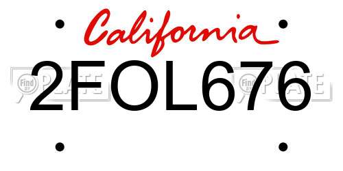 2FOL676 California License Plate