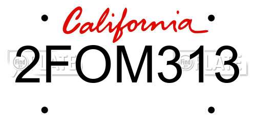 2FOM313 California License Plate