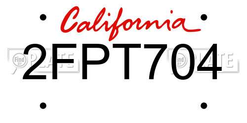 2FPT704 California License Plate