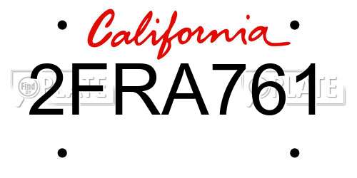 2FRA761 California License Plate
