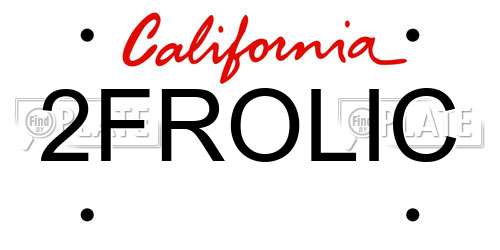 2FROLIC California License Plate