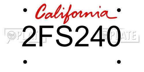 2FS240 California License Plate