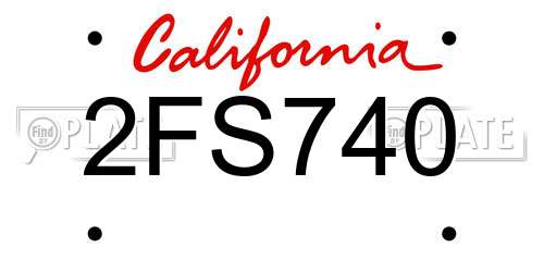 2FS740 California License Plate
