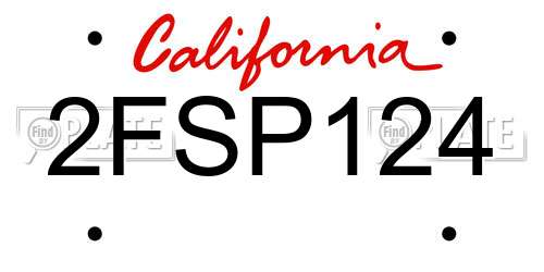 2FSP124 California License Plate