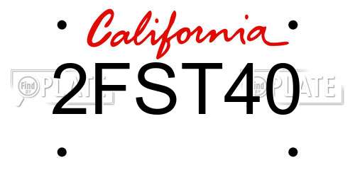 2FST40 California License Plate