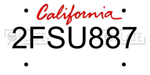 2FSU887 California License Plate