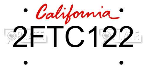 2FTC122 California License Plate