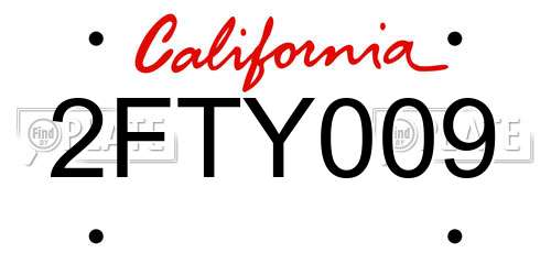 2FTY009 California License Plate