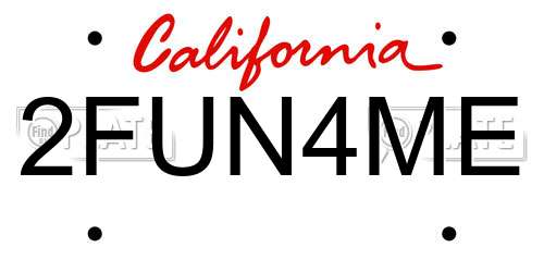 2FUN4ME California License Plate