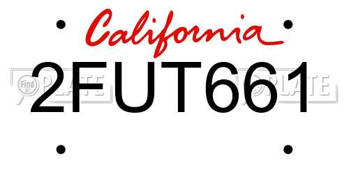 2FUT661 California License Plate