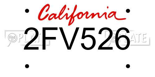 2FV526 California License Plate