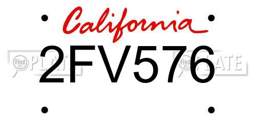2FV576 California License Plate
