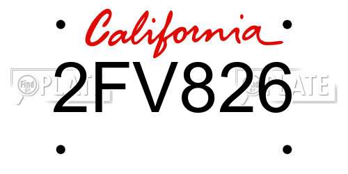 2FV826 California License Plate