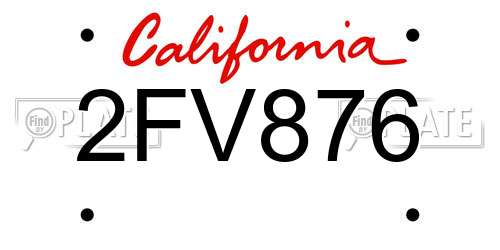 2FV876 California License Plate