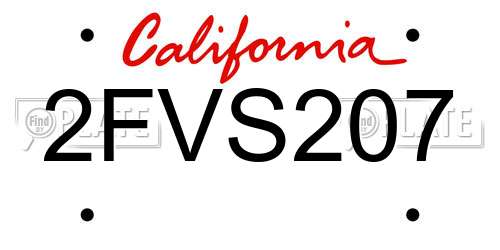 2FVS207 California License Plate