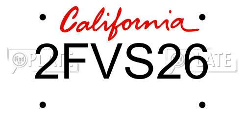 2FVS26 California License Plate