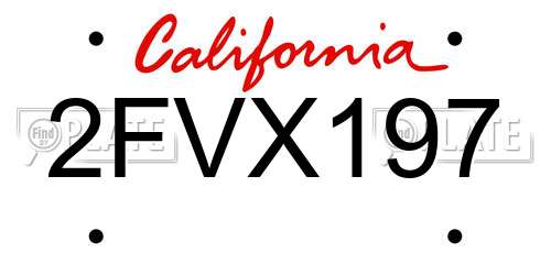 2FVX197 California License Plate