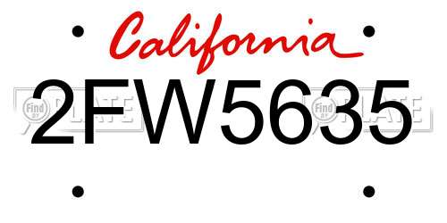 2FW5635 California License Plate