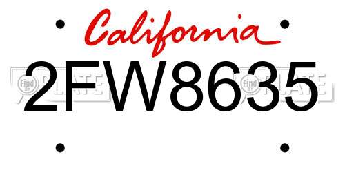 2FW8635 California License Plate