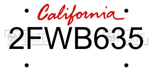 2FWB635 California License Plate