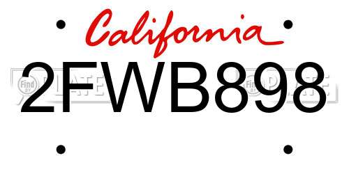 2FWB898 California License Plate