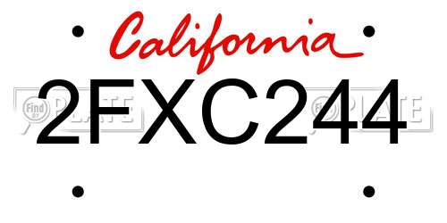 2FXC244 California License Plate