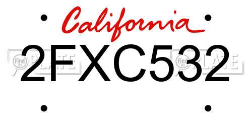 2FXC532 California License Plate