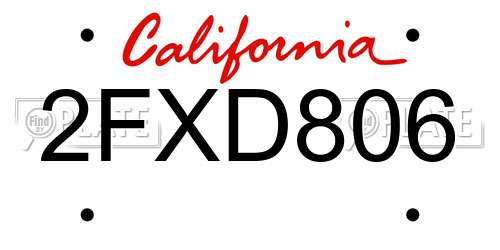 2FXD806 California License Plate