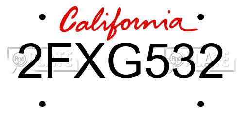 2FXG532 California License Plate