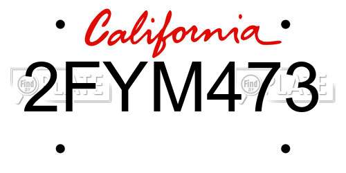 2FYM473 California License Plate