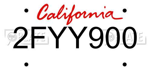 2FYY900 California License Plate