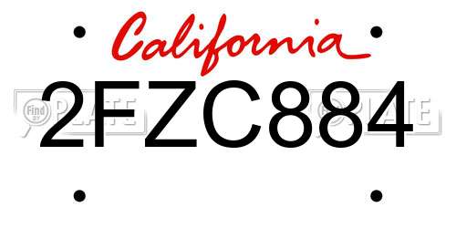 2FZC884 California License Plate