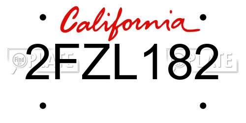2FZL182 California License Plate