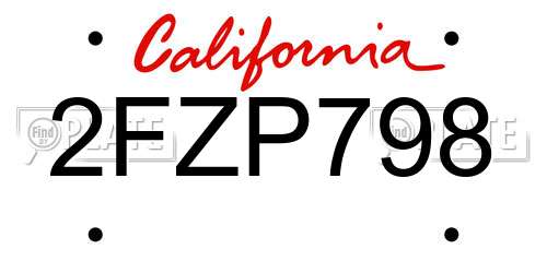 2FZP798 California License Plate
