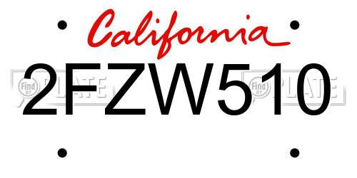 2FZW510 California License Plate