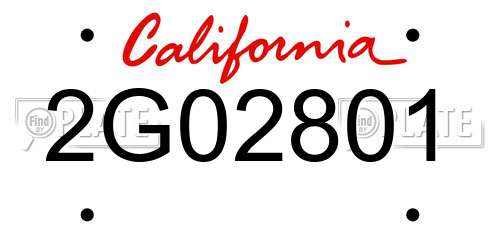 2G02801 California License Plate