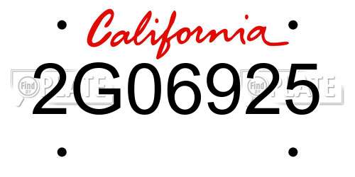 2G06925 California License Plate